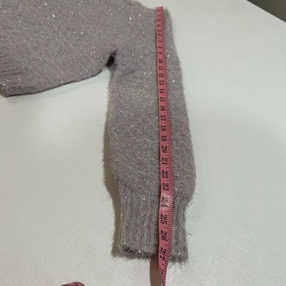 Vylette Lilac Fuzzy Metallic Knit Cropped Sweater Women’s Small Cozy Soft Glam - Picture 4 of 5